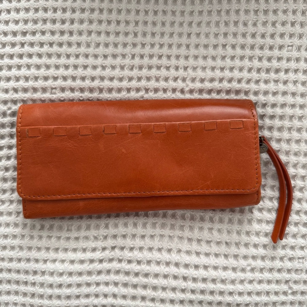 Hobo Leather Rider Wallet- Orange